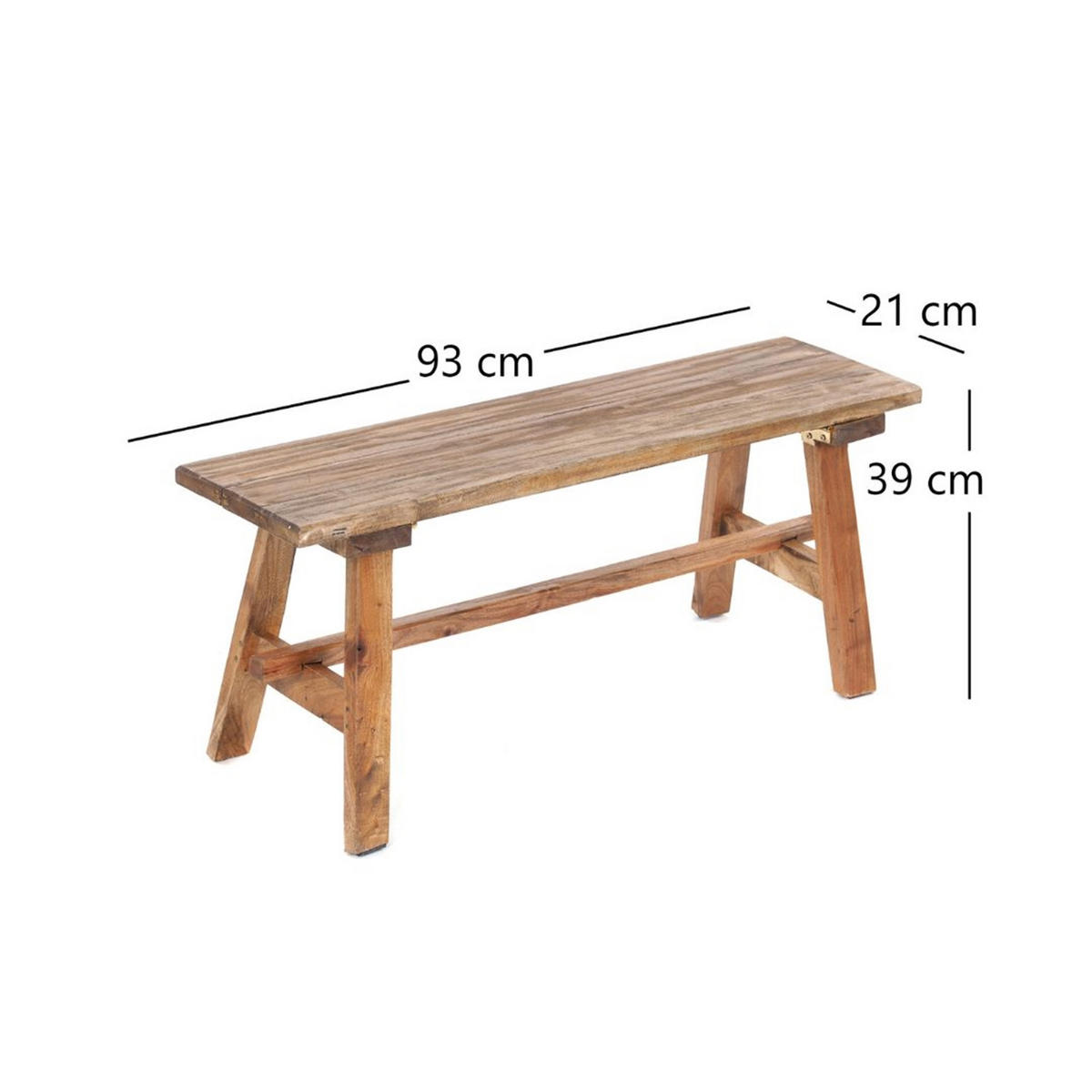 SITZBANK ANZIO 90 Mahagoni Massivholz, zusammenklappbar 01 natur-vintage - Naturfarben, Holz (90/39/26cm) - DESIGN DELIGHTS