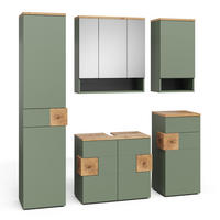 BADMÖBEL-SET Eden Grün/Artisan 5 Teile - Hellgrau/Grün, Holzwerkstoff (73/64/37cm) - Vicco