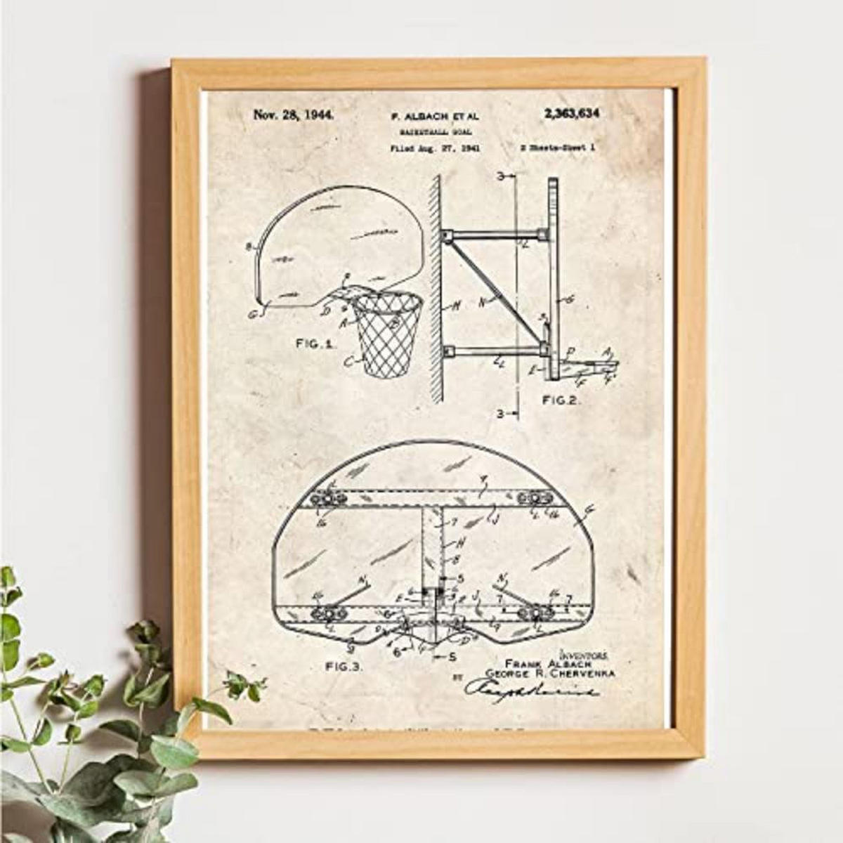 POSTER Set mit 4 Jahrgang Basketball Patent A4 Rahmenlos - Klar, Papier (29.7/3cm) - Nacnic
