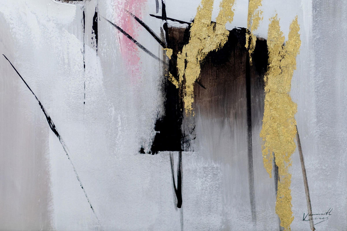 ACRYLBILD HANDGEMALT Weiß 83/123 cm - Weiß, Textil (82.5/122.5cm) - KUNSTLOFT