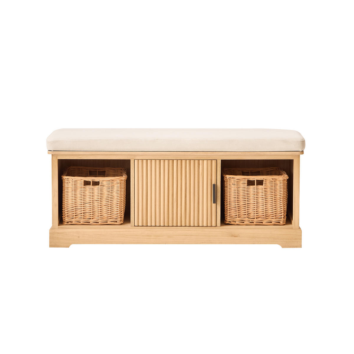 SITZBANK Holz Beige - Beige, Textil (108/46/42cm) - Nordlys