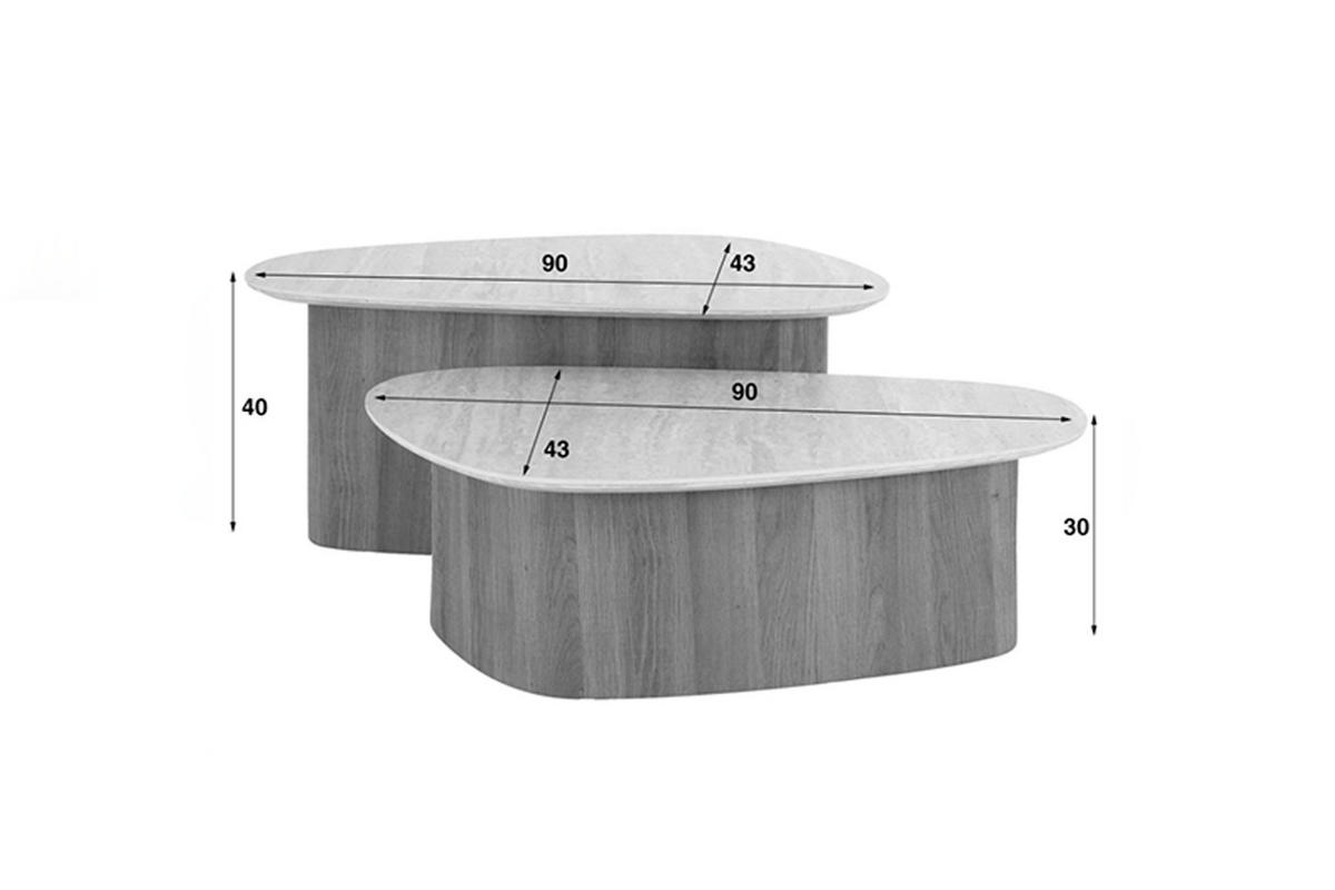 COUCHTISCH-SET PRETO Weiß Keramik - Braun/Weiß, Keramik (90/43/40cm) - KAWOLA