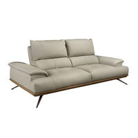 SOFA 3-Sitzer-Sofa aus taupegrauem Leder 222/117/104 cm - Taupe/Chromfarben, Leder/Holz (222/100/117cm) - ANGEL CERDA