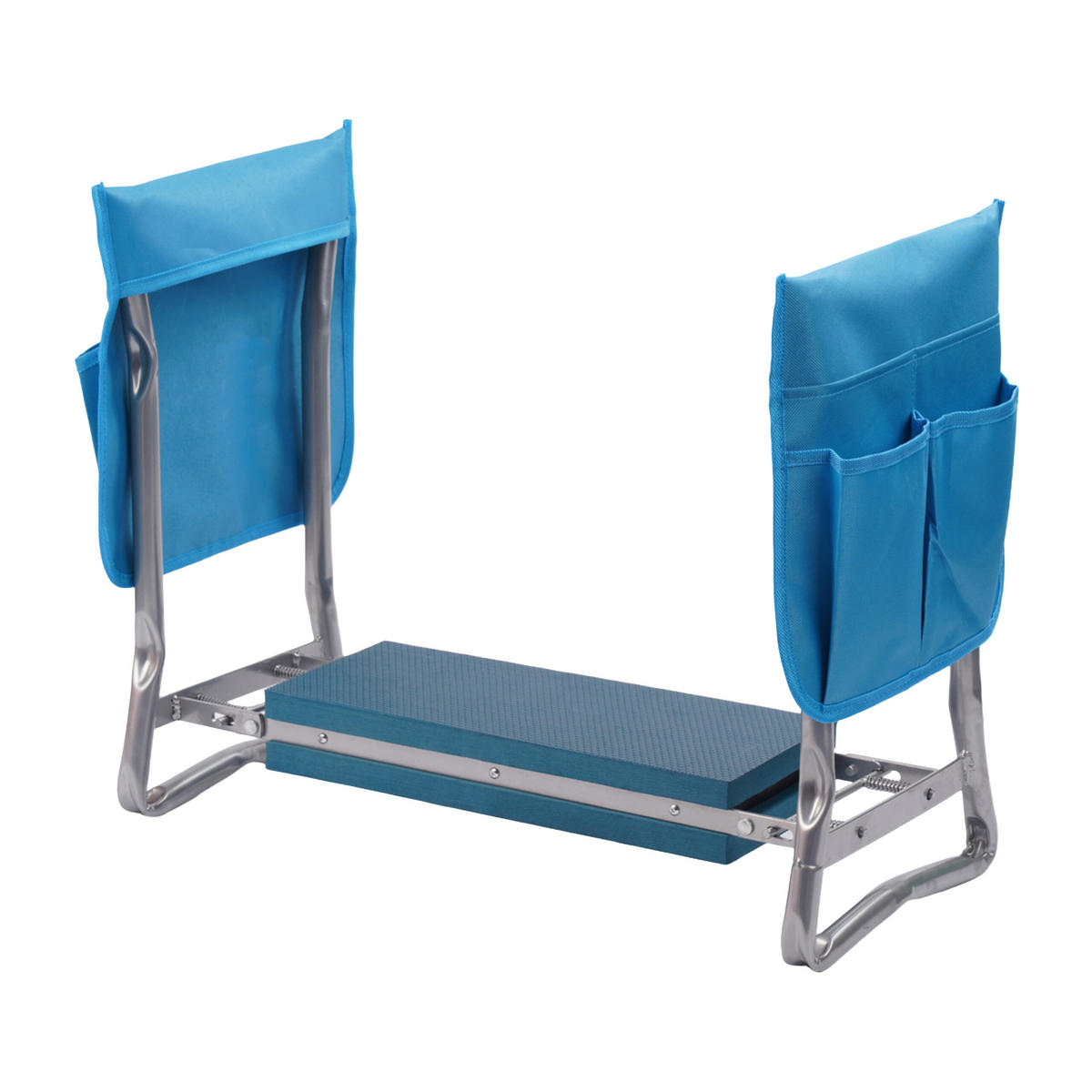 KNIEBANK - Blau, Textil/Metall (60/50/27.5cm) - Relaxdays