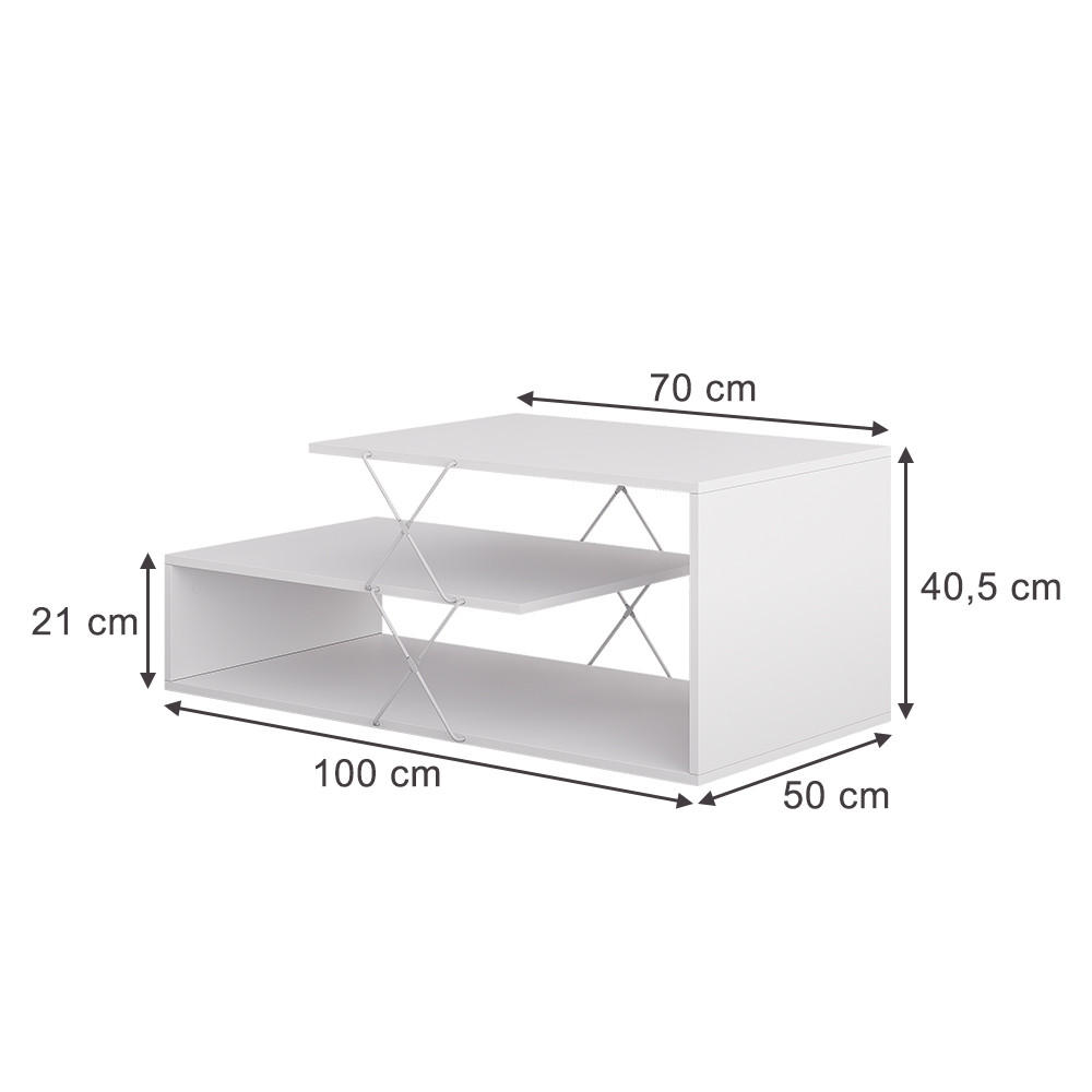 COUCHTISCH Nario Weiß 100 x 50 cm - Weiß, Holzwerkstoff (50/100/40.5cm) - Vicco