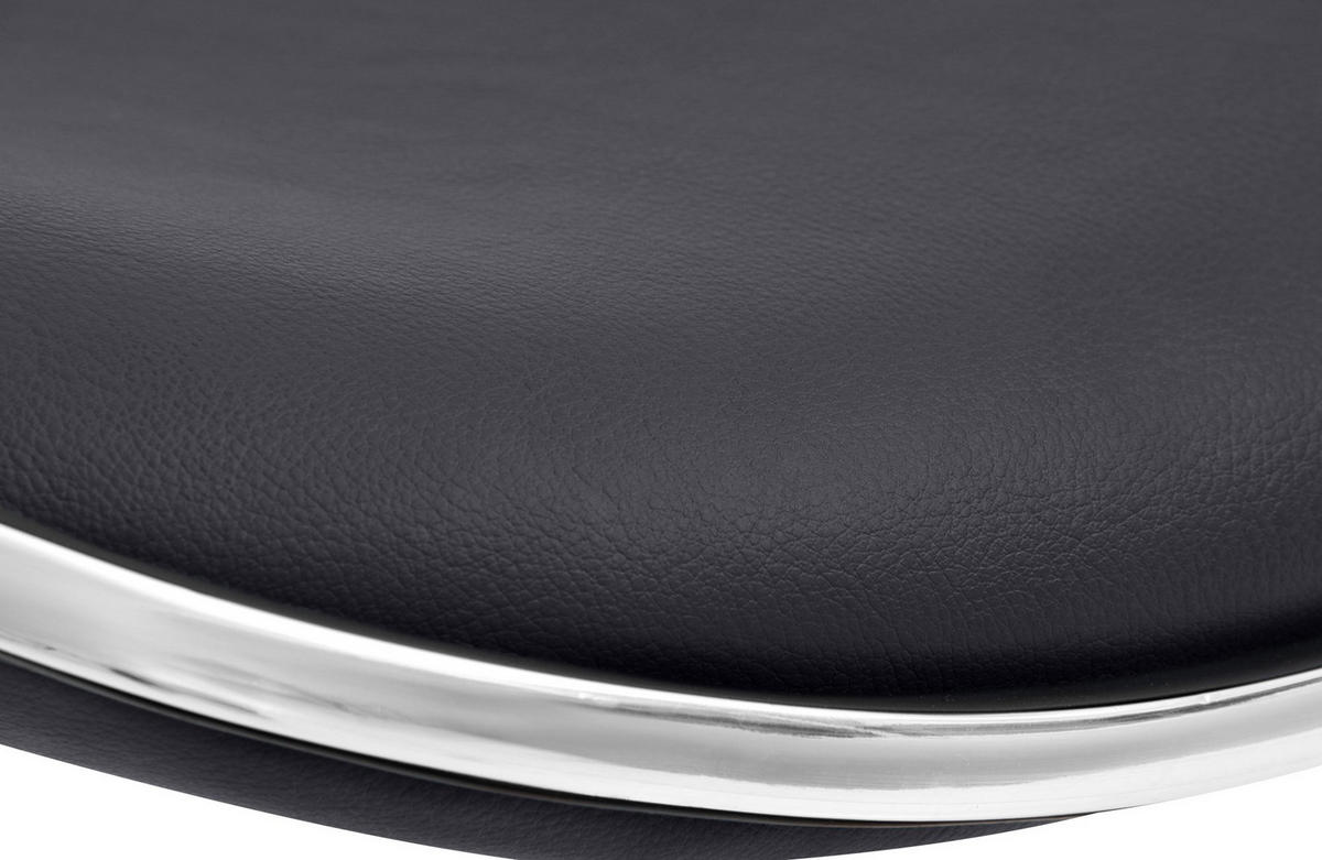 BARHOCKER Lederlook Schwarz - Chromfarben/Schwarz, Textil/Metall (45/71/45cm) - CLP