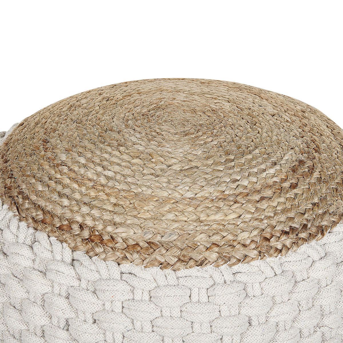 POUF Cremeweiß Aiza - Beige/Weiß, Naturmaterialien (50/35/50cm) - Beliani