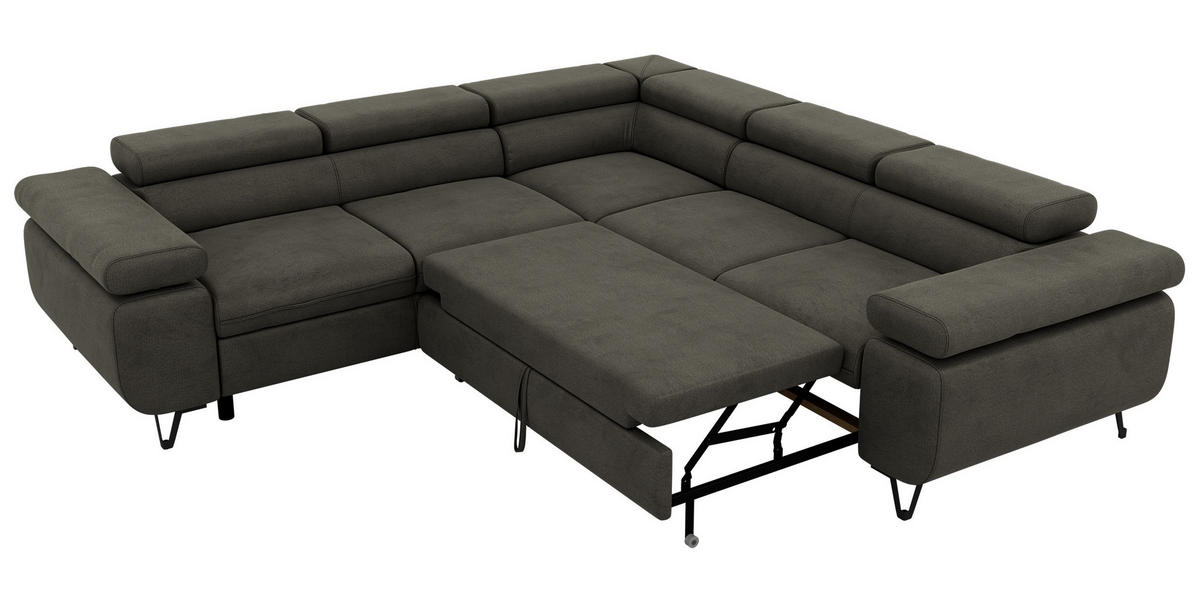 ECKSOFA QUADRO L - Anthrazit Velvet - Links Seite - Anthrazit/Schwarz, Textil/Metall (269/269cm) - MKS