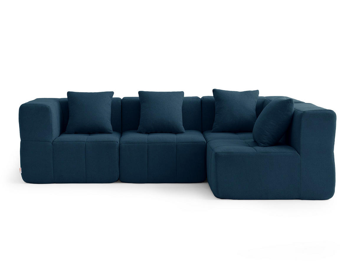 ECKSOFA Bouclé-Stoff Tiefblau - Blau, Textil (260/175cm) - MILYsofa