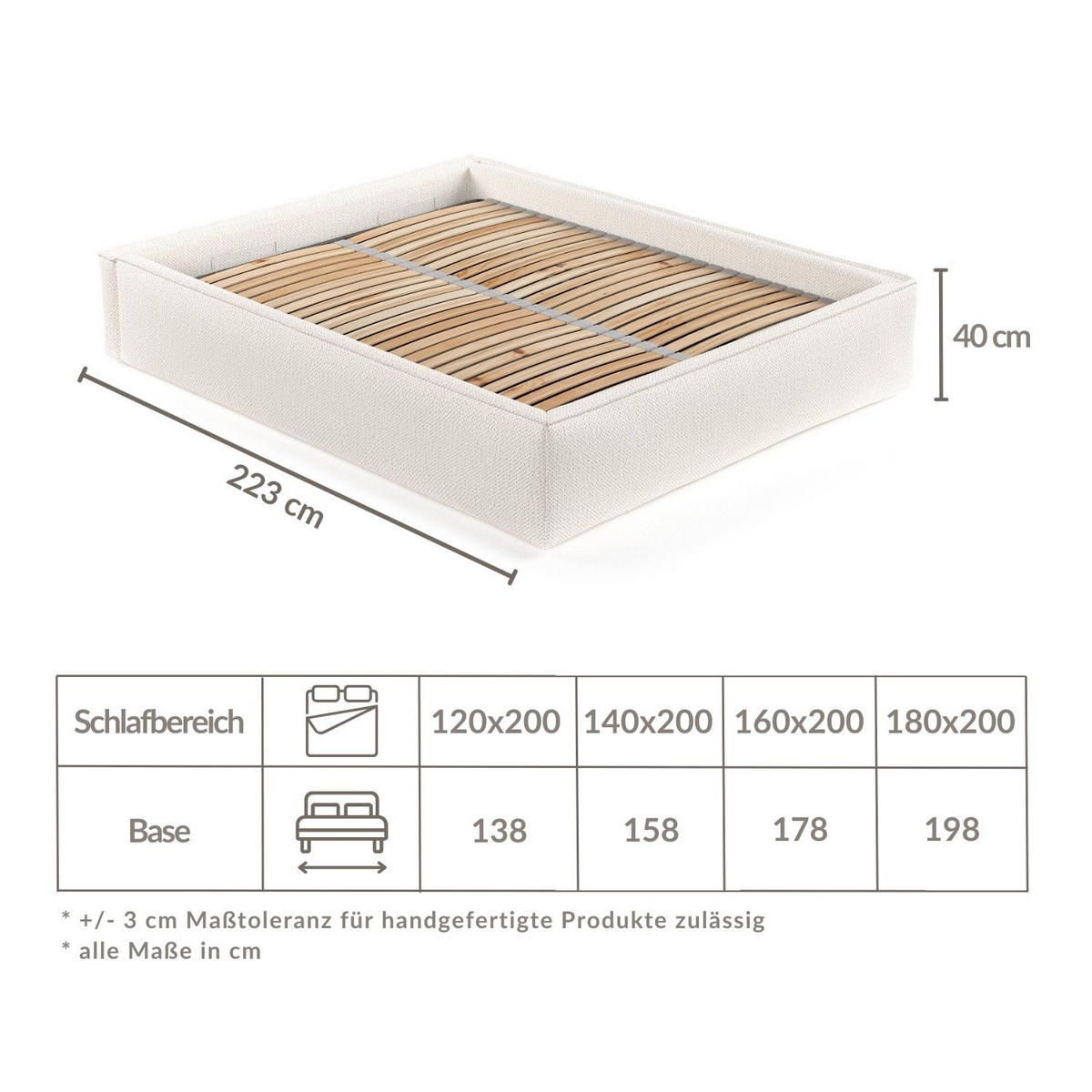 POLSTERBETT Alvar Beige Grau 120/200 cm im Chenille-Stoff - Beige/Schwarz, Holz/Holzwerkstoff (200/200cm) - Maison de Reve