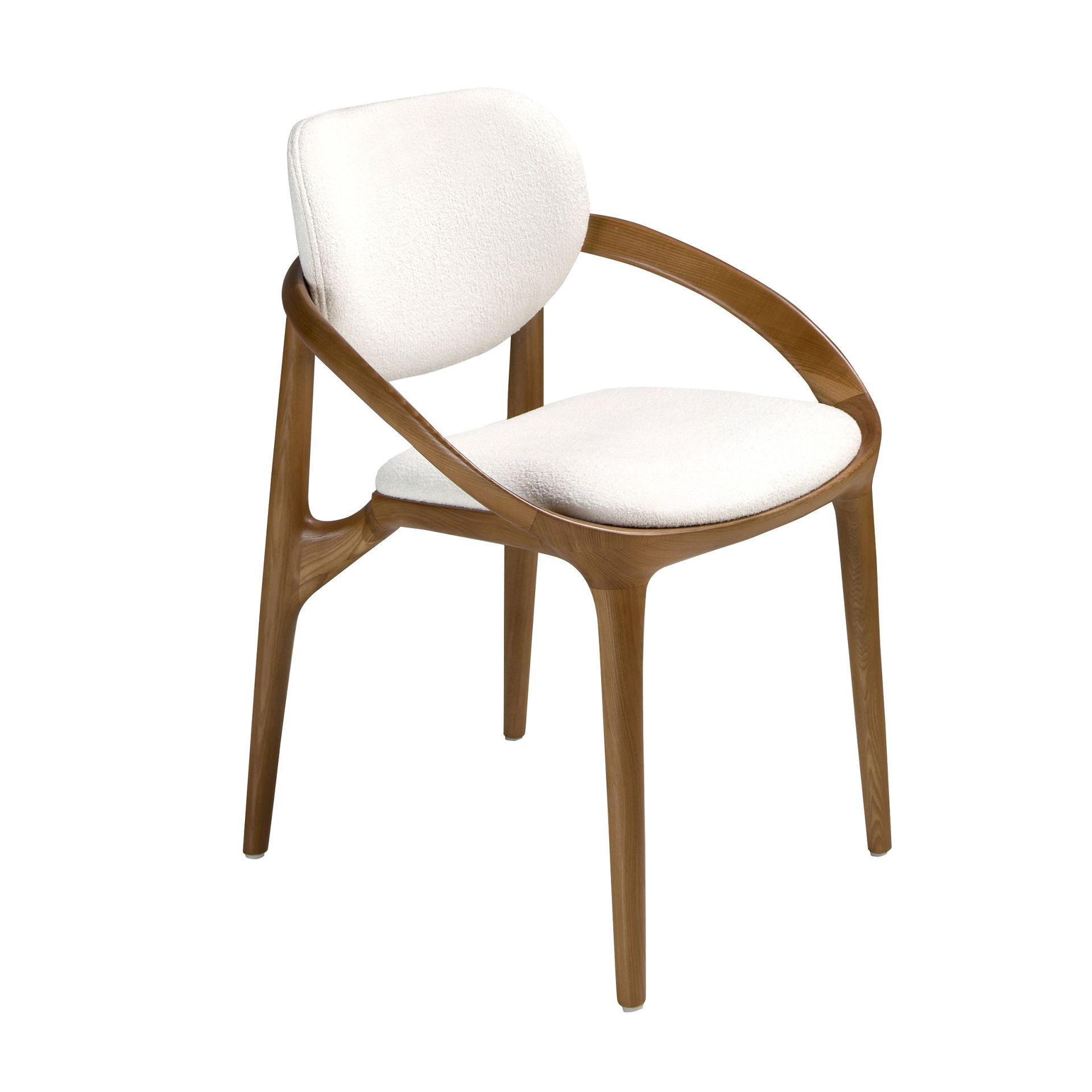 STUHL mit Stoffbezug in Off-White 60/59/78 cm - Ecru/Walnussfarben, Holz/Textil (60/78/59cm) - ANGEL CERDA