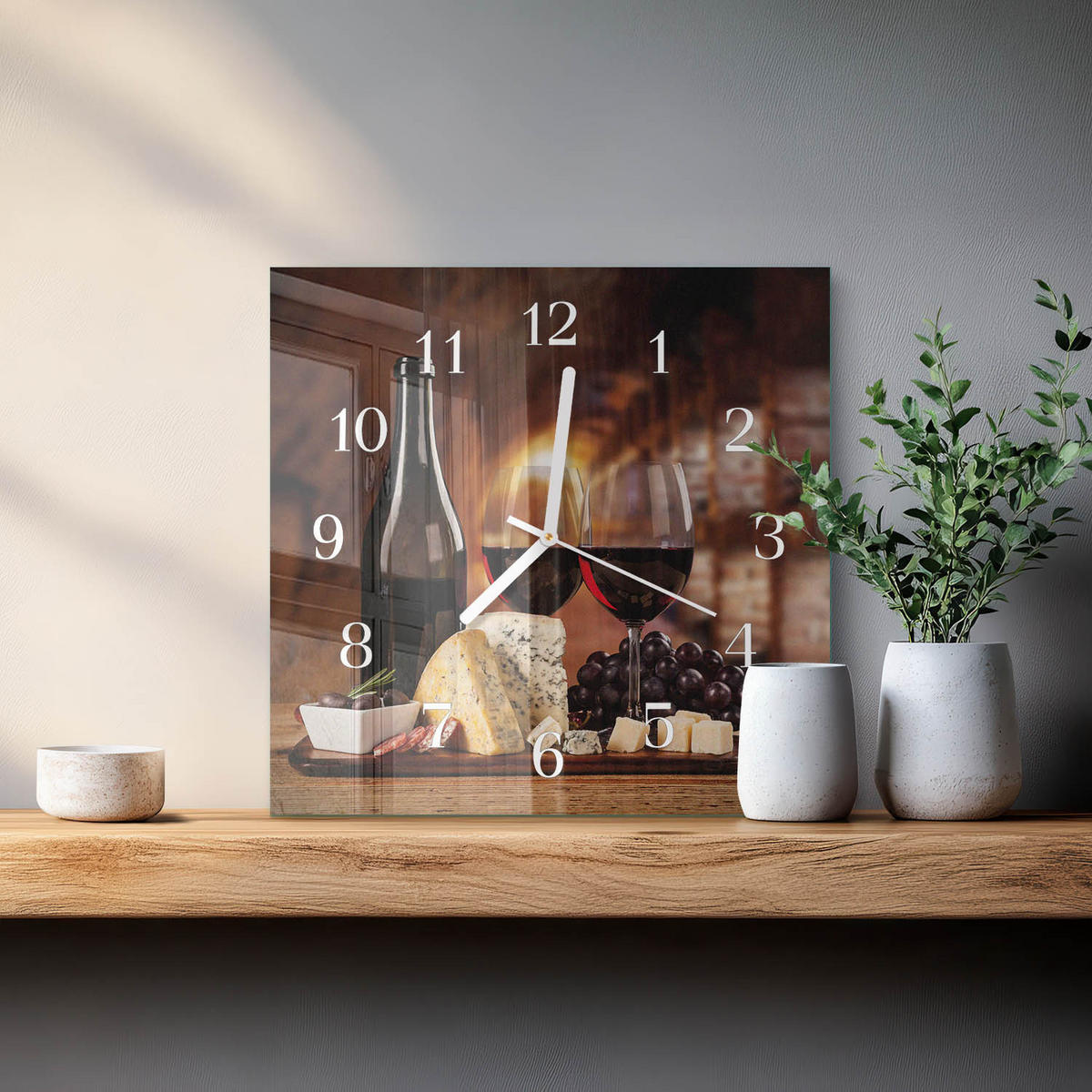 WANDUHR 30x30 cm - Wein - Braun, Glas (30/30/0.4cm) - TULUP