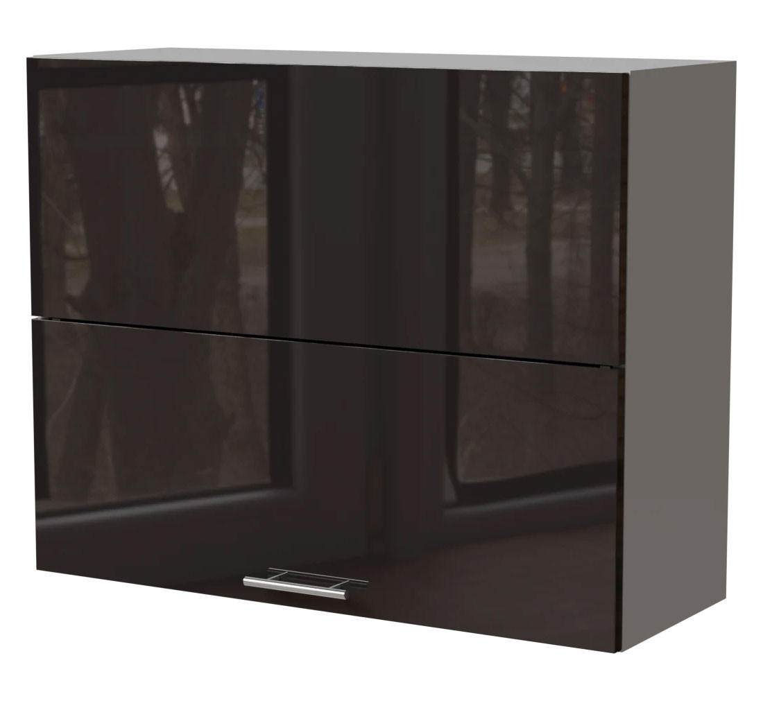 Feldmann-Wohnen Küchenhängeschrank Schwarz Hochglanz, Grau 90x72x32.5 cm