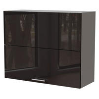 KÜCHENHÄNGESCHRANK Essen W8B/90-AV Schwarz Hochglanz / Grau Matt 90 / 32,5 / 72cm - Schwarz Hochglanz/Schwarz, Holz/Holzwerkstoff (90/72/32.5cm) - Feldmann-Wohnen
