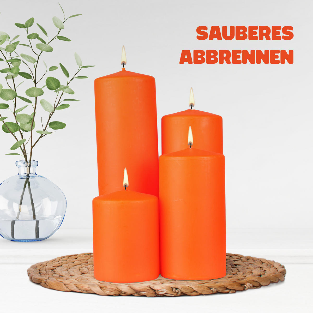 STUMPENKERZEN Ø7cm Orange Ø7cm x 20cm - Orange, Naturmaterialien (7/20cm) - HS Candle
