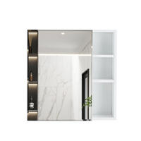 SPIEGELSCHRANK Weiß wandhängend mit Spiegeltür und Stauraum 55/13/56 cm - Transparent, Holzwerkstoff (55/56/13cm) - PANGIVO