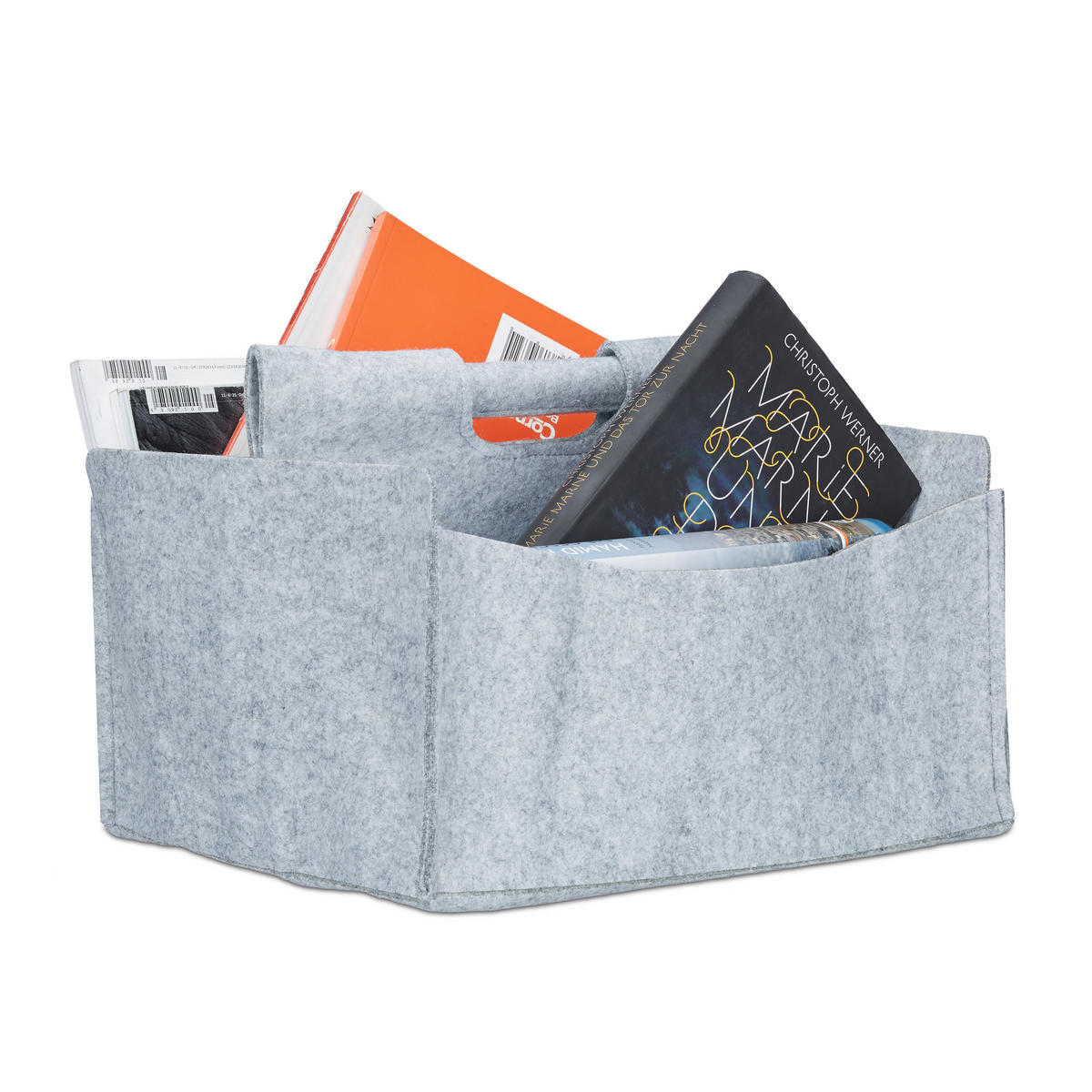 ZEITUNGSKORB - Grau, Textil (32/24/28cm) - Relaxdays