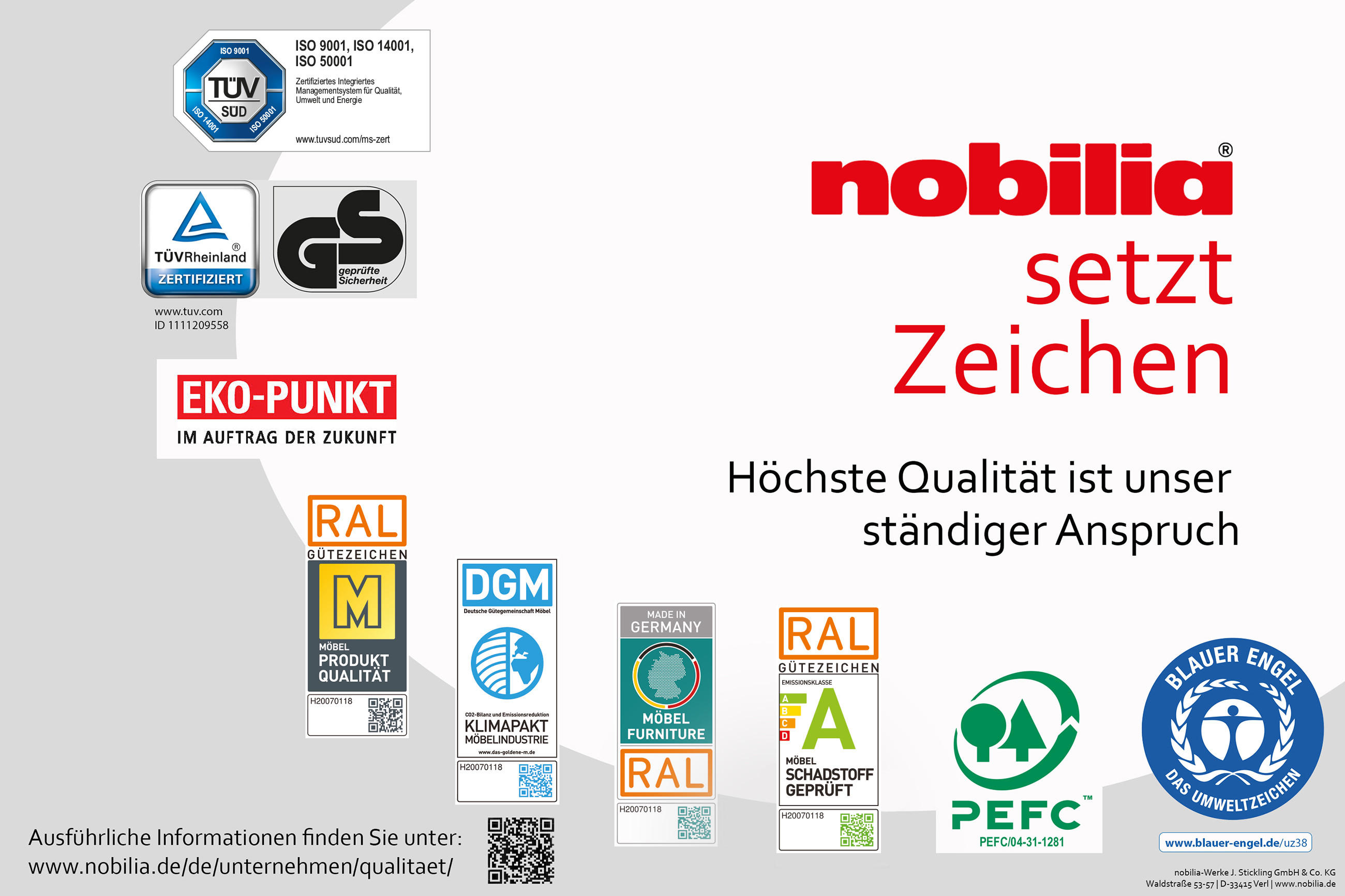 Nobilia setzt ein Zeichen - Höchste Qualitaet ist unser ständiger Anspruch
