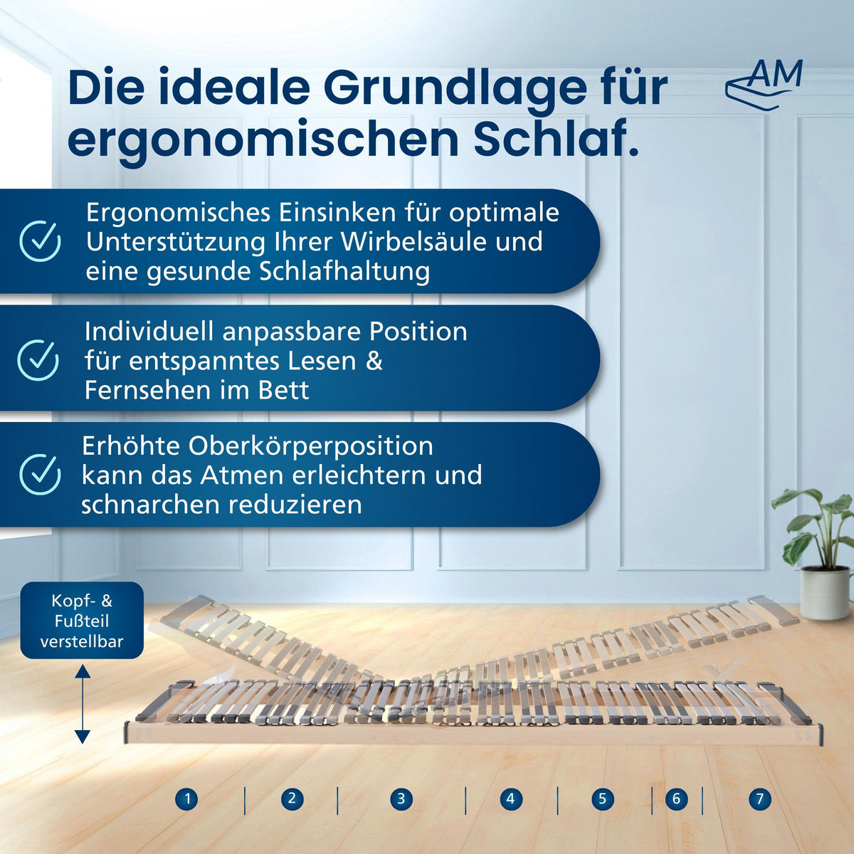 LATTENROST VERSTELLBAR 180/200 cm - Braun, Holz (180/200cm) - AM Qualitätsmatratzen