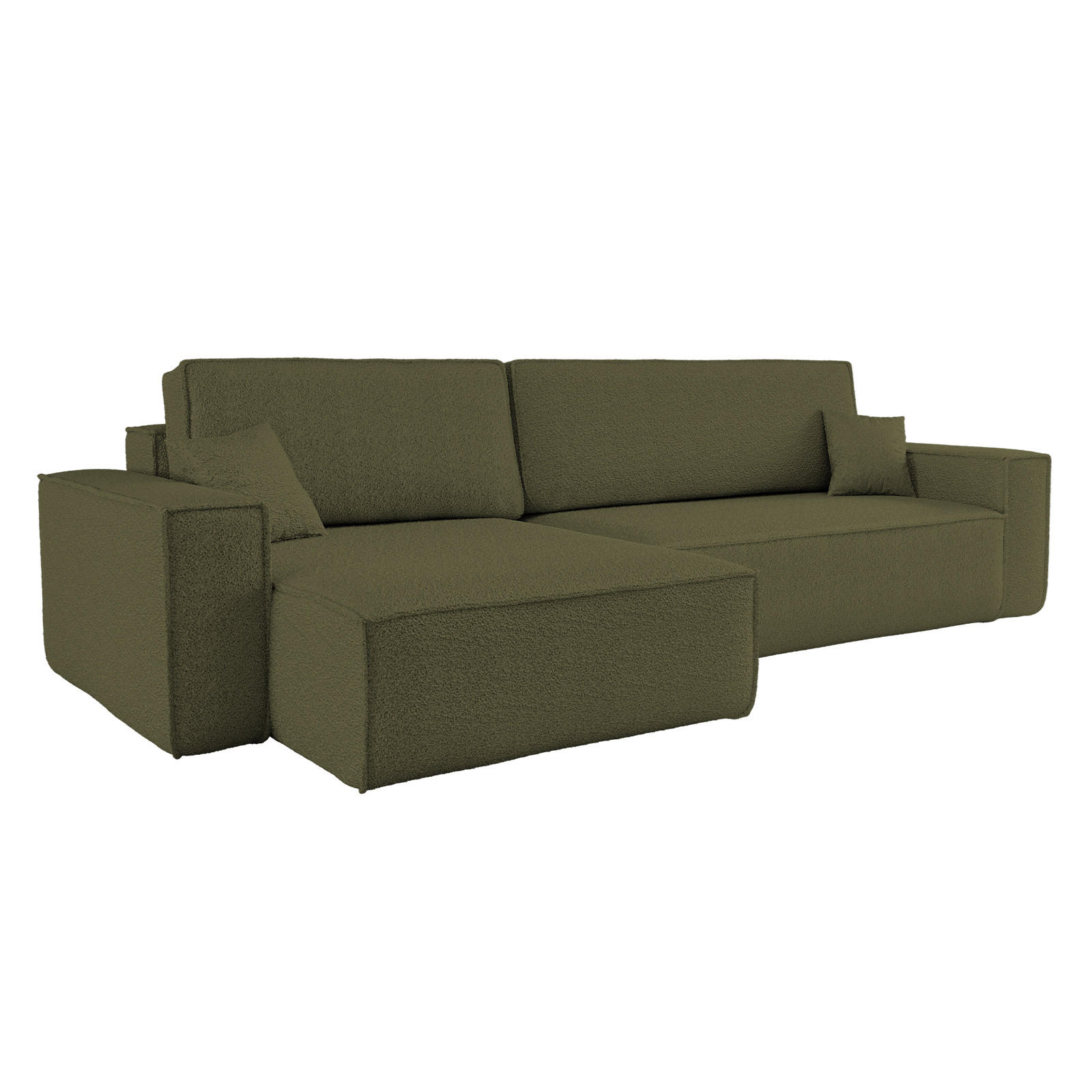 ECKSOFA Mit Schlaffunktion Und Bettkasten, Eckcouch BEST XL Stoff Quelle Olive Links - Schwarz/Olivgrün, Holz/Kunststoff (142/274cm) - Kaiser Möbel