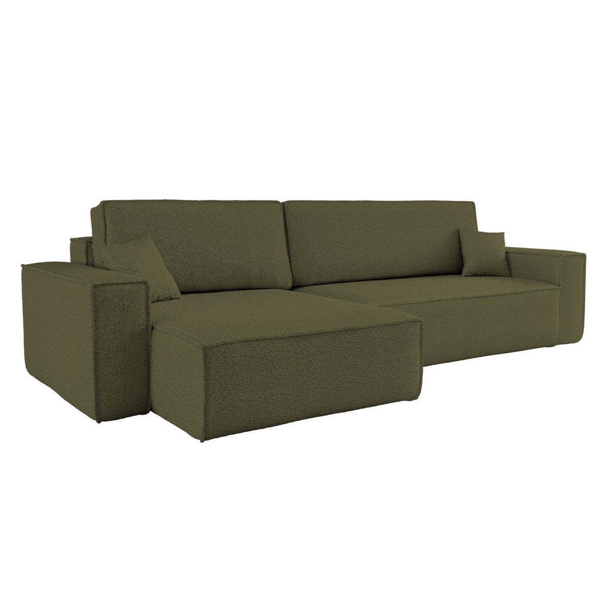 ECKSOFA Mit Schlaffunktion Und Bettkasten, Eckcouch BEST XL Stoff Quelle Olive Links - Schwarz/Olivgrün, Holz/Kunststoff (142/274cm) - Kaiser Möbel