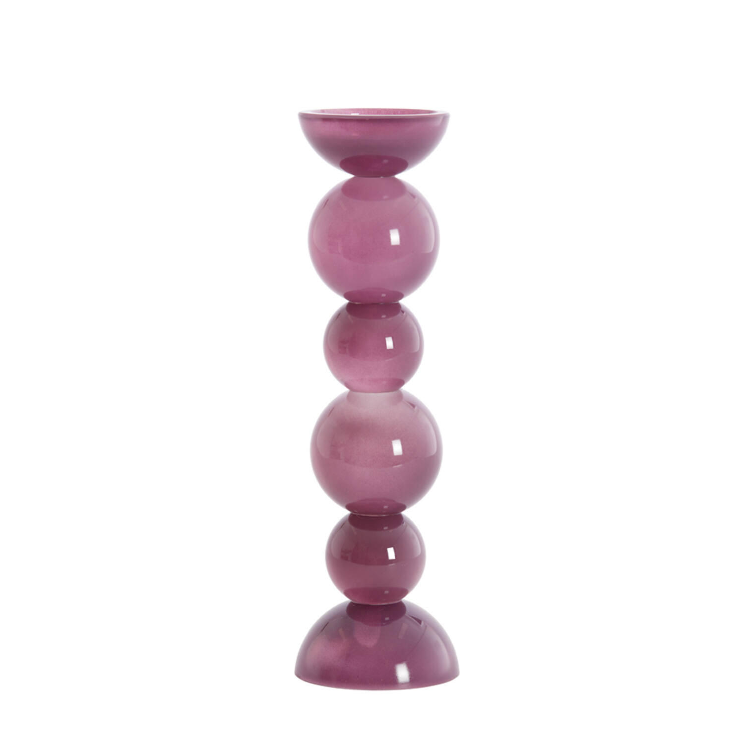 KERZENSTÄNDER Itinga - Violett - 9.5/9.5/34 cm - Violett, Glas (9.5/34/9.5cm) - Light & Living