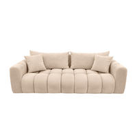 ROZKLÁDACÍ POHOVKA s úložným prostorem, velurová tkanina Bluvel, Krémová, COSMOPOLITAN - krémová, dřevo (240/97cm) - Kaiser Möbel