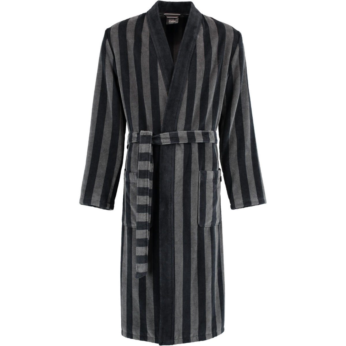 BADEMANTEL HERREN KIMONO STREIFEN 2612 SCHWARZ - 97 - Schwarz, Textil (Snull) - Cawoe