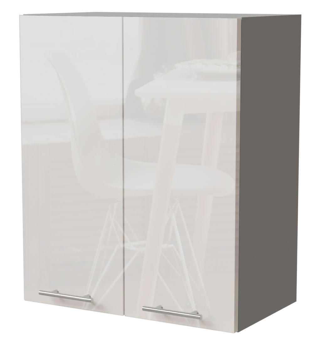 Feldmann-Wohnen Küchenhängeschrank Weiß Hochglanz, Grau 60x72x32.5 cm