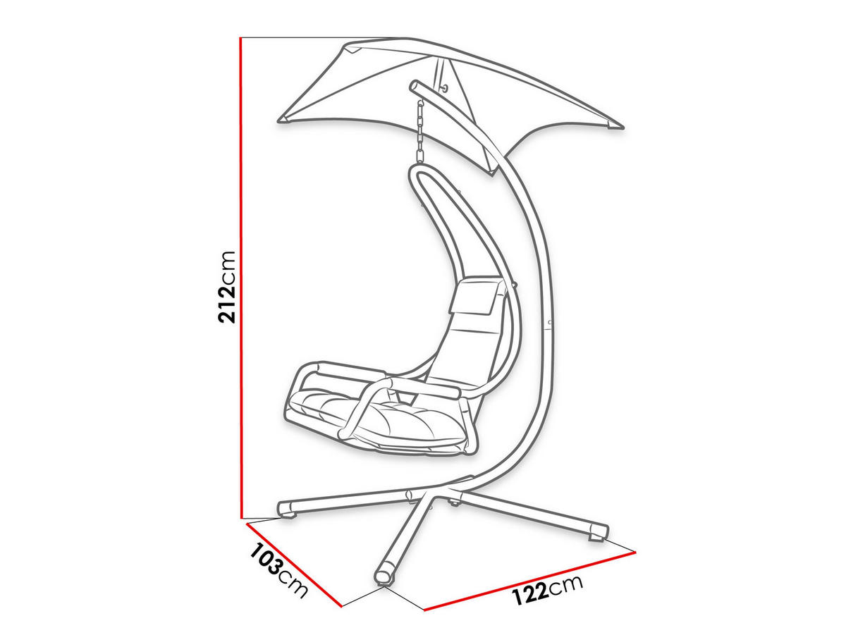 HÄNGESESSEL Werikon - Grau, Metall (103/212/122cm) - MIRJAN24