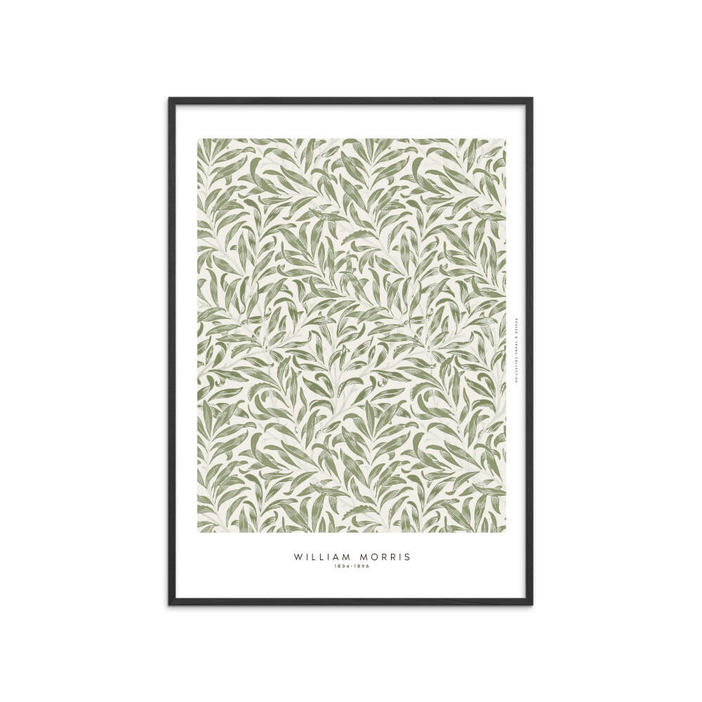 POSTER mit Rahmen William Morris - Leaves - Schwarz/Grün, Holz/Papier (50/70cm) - Poster&Frame
