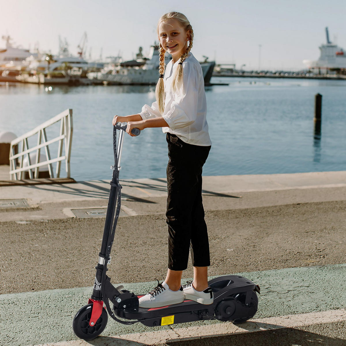 KINDERSCOOTER DE-16954 klappbar 120 W 12 km/h Schwarz - Schwarz, Metall (75/36/93cm) - ComfortXL