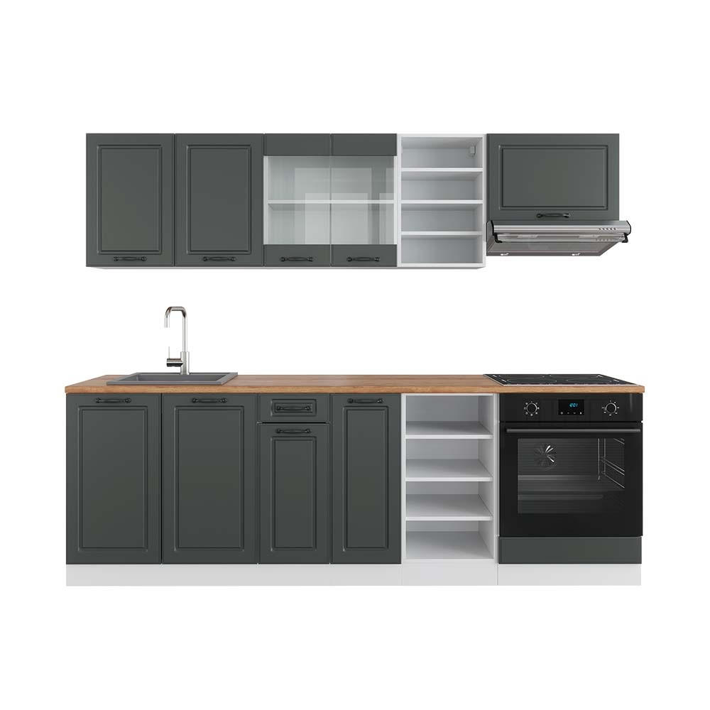 Vicco KUCHYŇSKÝ KOUT R-Line Antracitový venkovský dům/bílá 240 cm , PD Dub