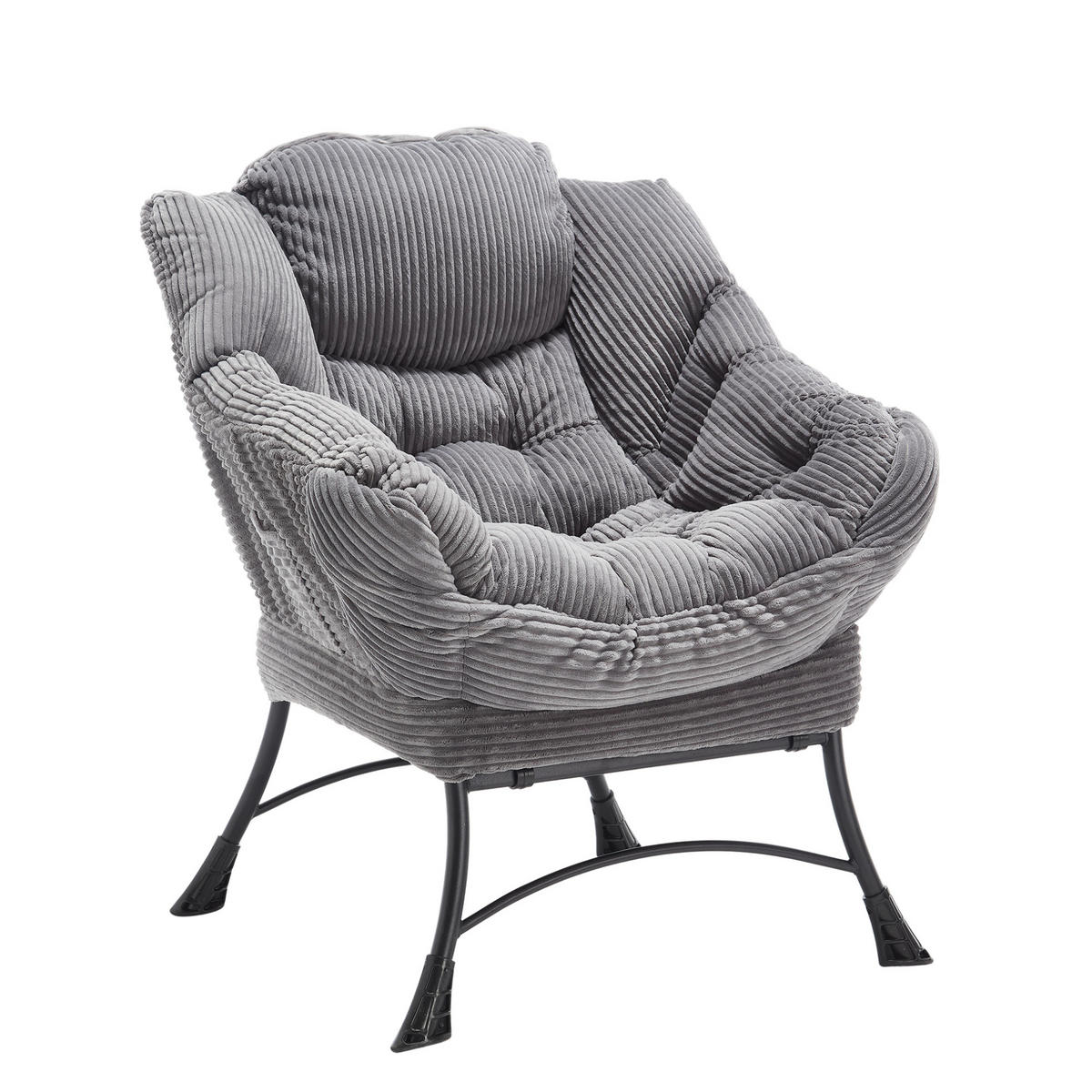 KRESLO so stoličkou 69,9/64,0/95,0 cm sivé, oceľový rám - sivá, textil (69.9/95/64cm) - BEAOK