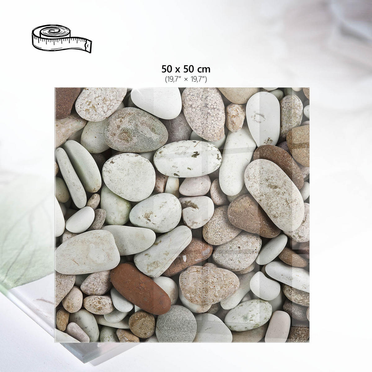 TISCHPLATTE 50x50 cm – Natursteine - Grau, Glas (50/50/0.4cm) - Wallfluent
