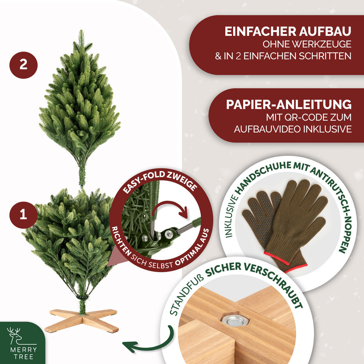 WEIHNACHTSBAUM mit PE-Spritzguss-Nadeln, 150 cm - Grün, Kunststoff (150cm) - Merry Tree