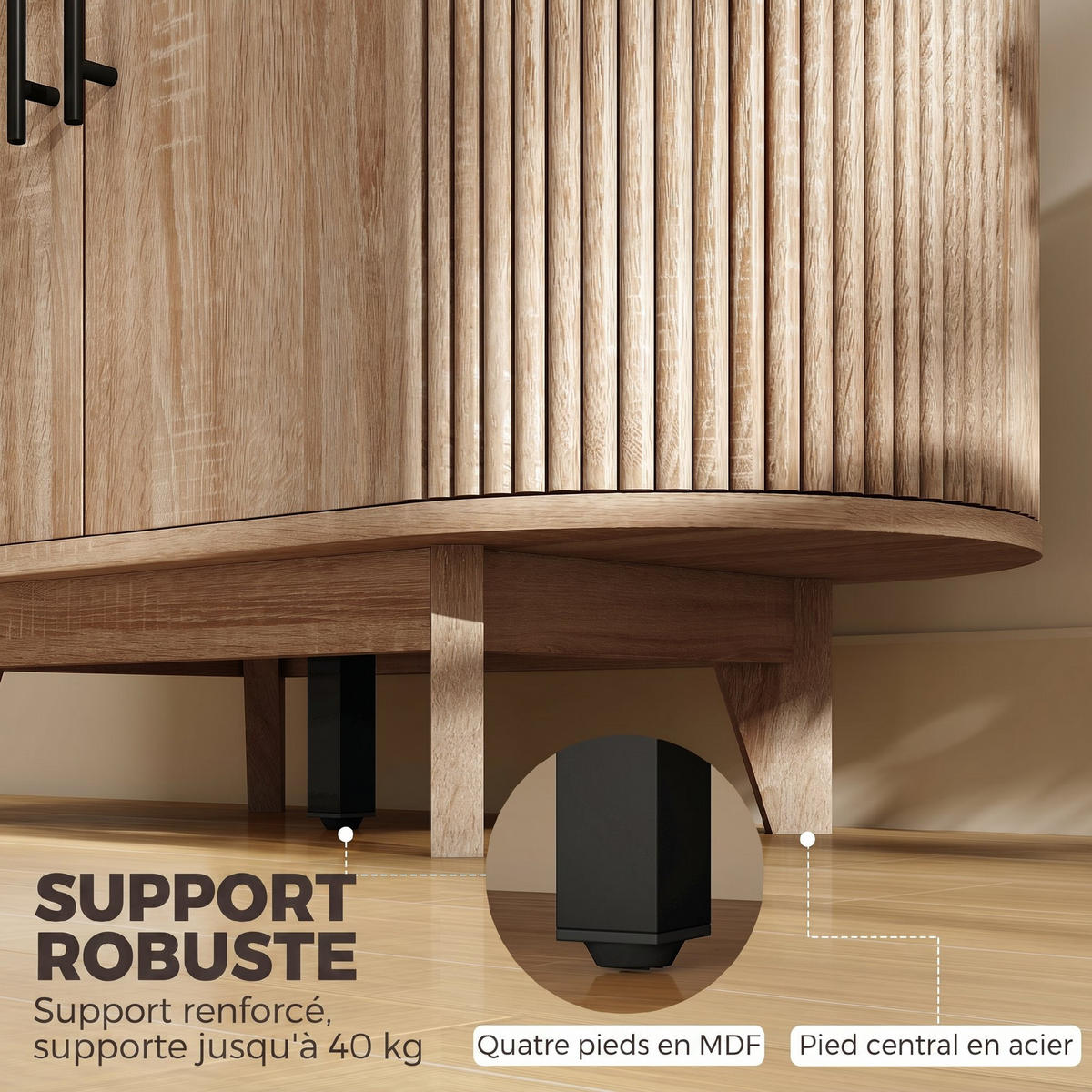 SIDEBOARD Eiche-Nachbildung, 4 Türen, 90/40/76 cm - Eichefarben, Holz (90/76/40cm) - PANGIVO