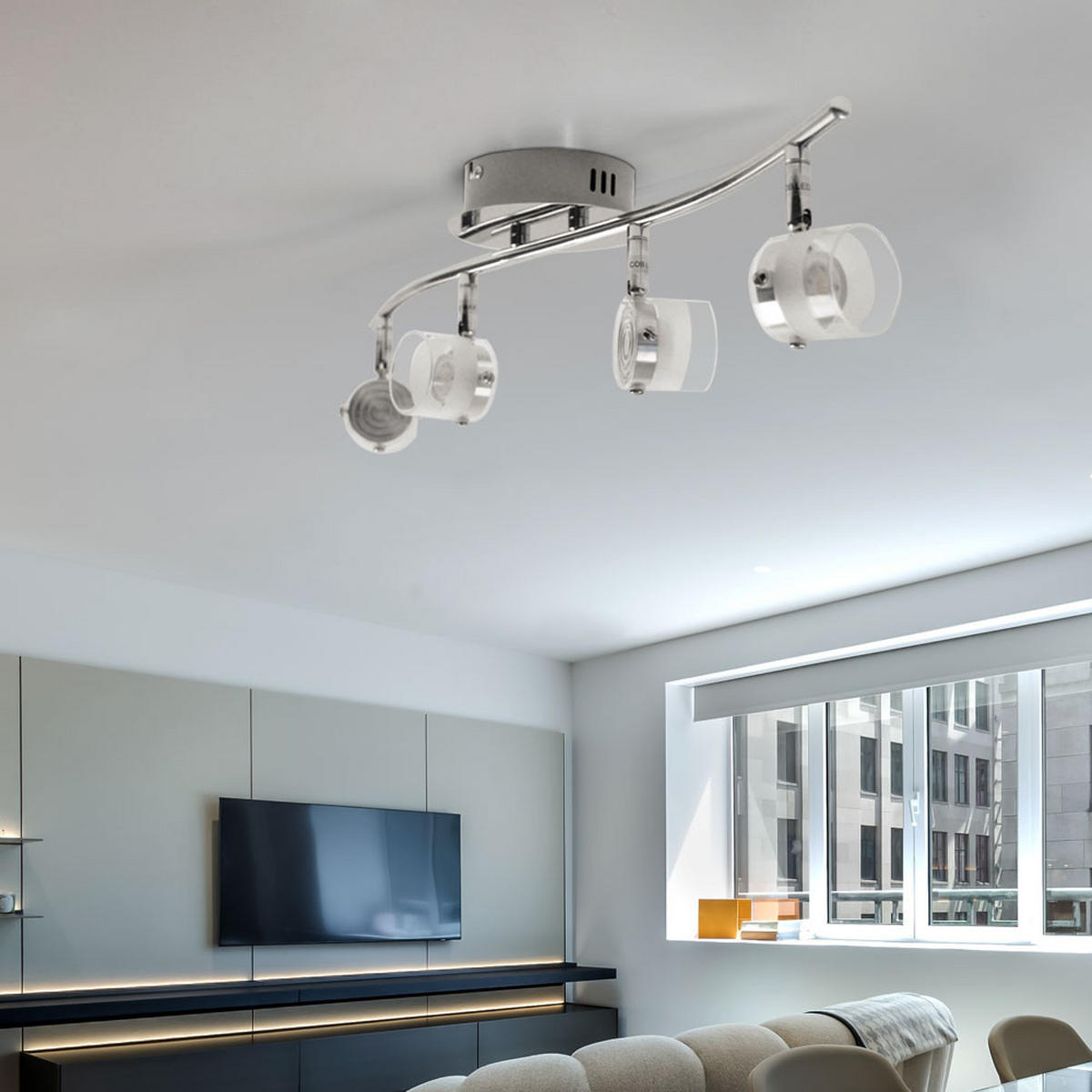 LED DECKENLEUCHTE Ester Aluminium Klar - Klar, Glas (63/12/15cm) - Esto