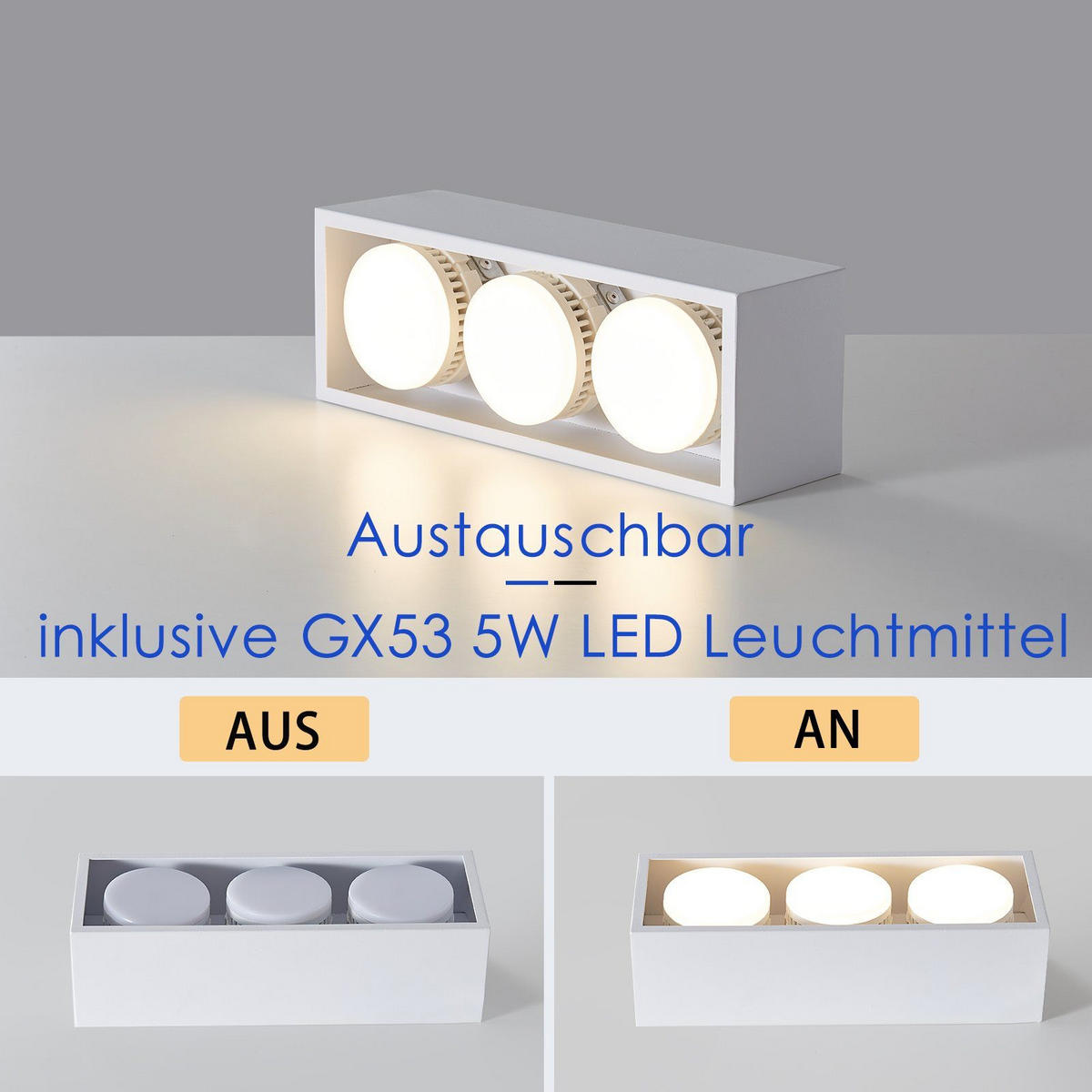 LED-DECKENLEUCHTE Harmonie 3-flammig 30/10/8 cm - Weiß, Metall (30/10/8cm) - Nettlife