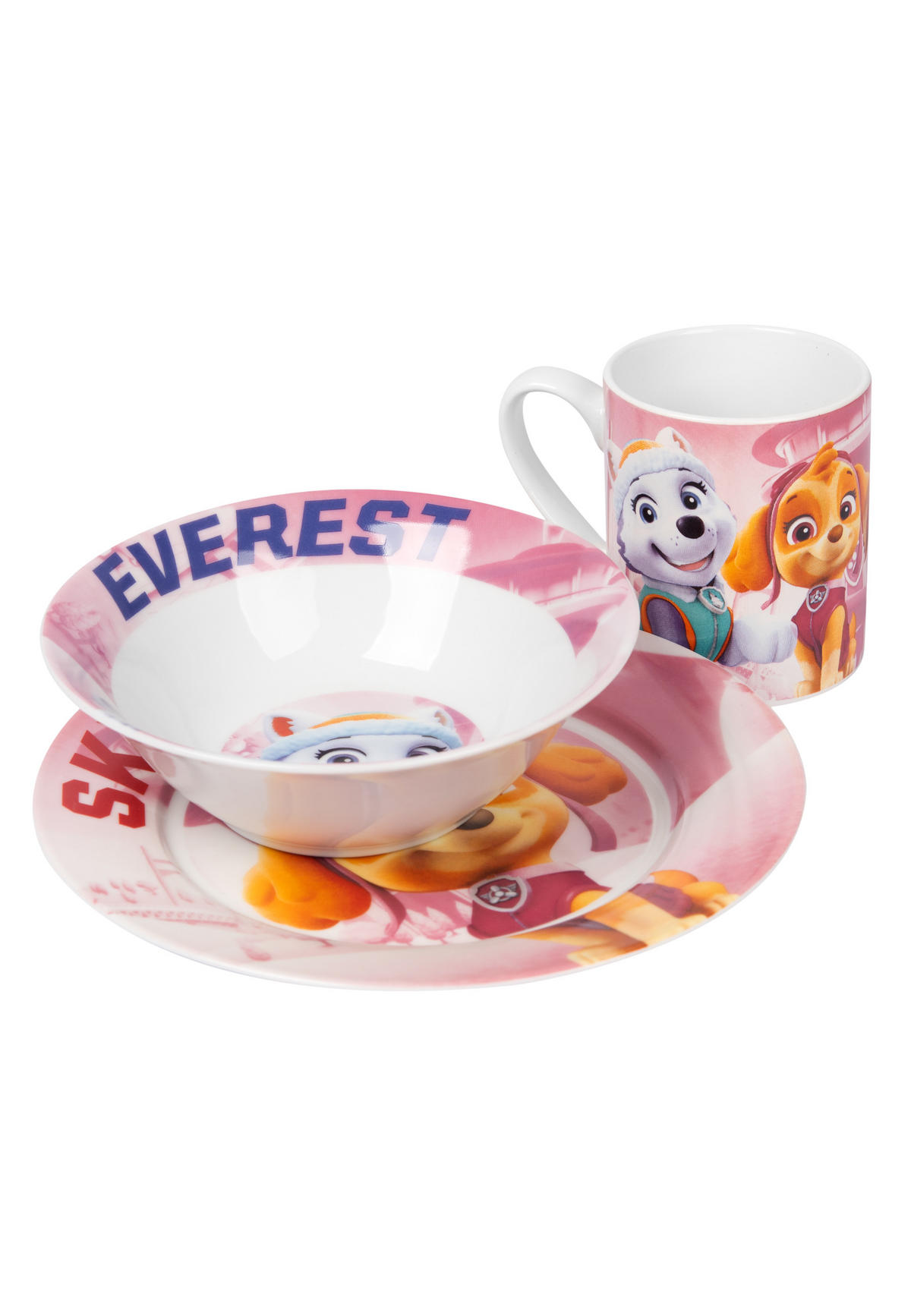 FRÜHSTÜCKSSET Paw Patrol Rosa 3-teilig - Rosa, Keramik (23.8/11.2/23.3cm) - Paw Patrol
