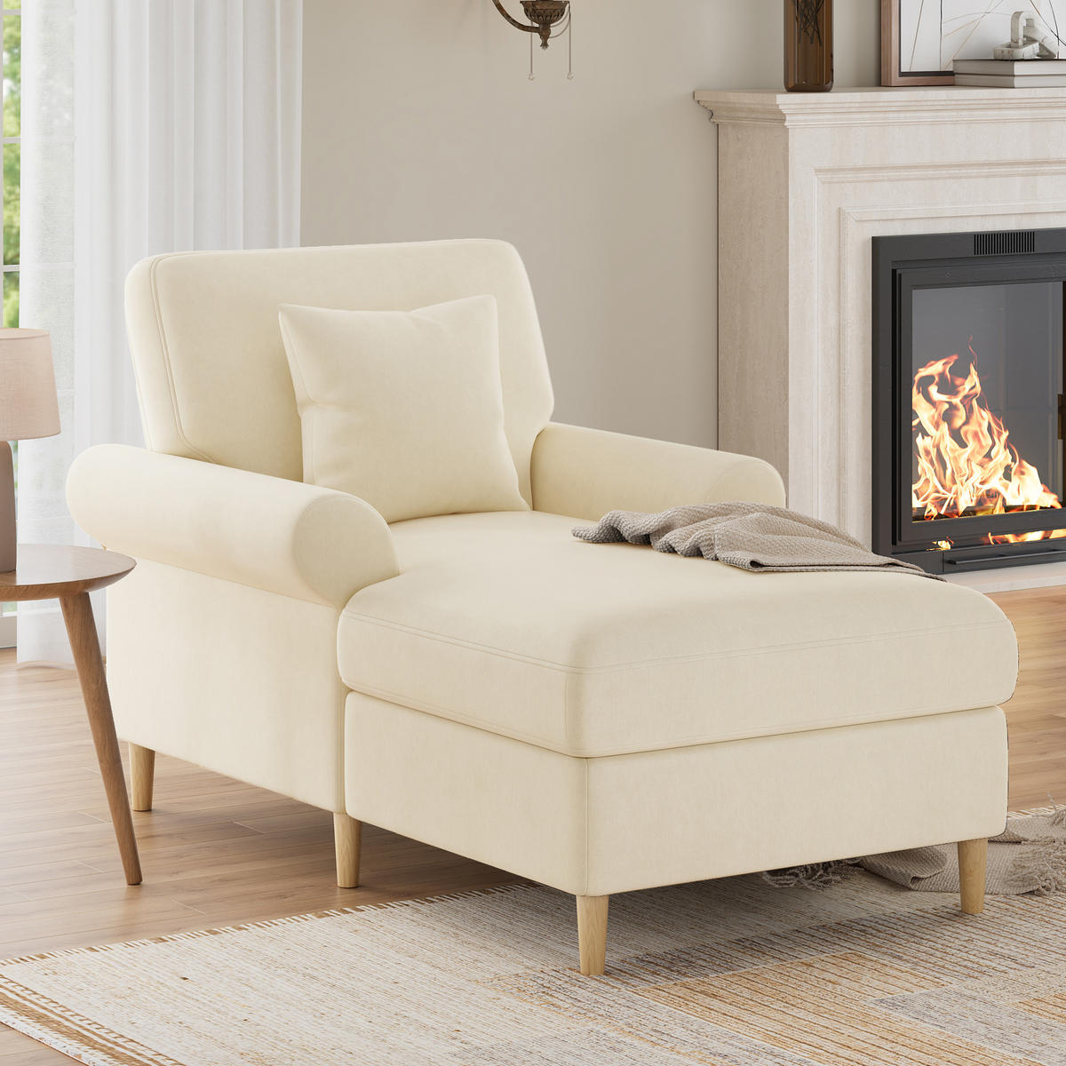 SCHLAFSESSEL 133/87/90 cm mit Liegefläche 87/133 cm, manuell verstellbar - Beige, Textil (87/90/133cm) - BEAOK