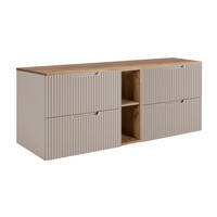BADEZIMMERSCHRANK : Beige/Eiche, Craft 140 (2 x 60 + 20) x 58,6 x 46 cm - Beige, Holzwerkstoff (140/58.6/46cm) - 3XE LIVING