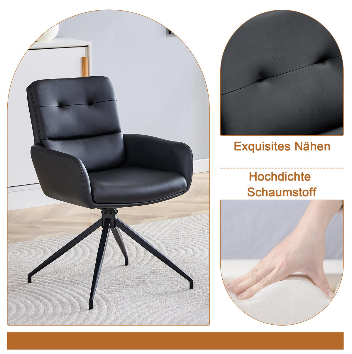 ESSZIMMERGRUPPE 5-tlg. mit Glasplatte Schwarz/Transparent - Schwarz, Metall (85/76/85cm) - Meubliv