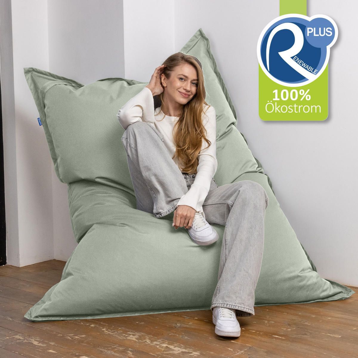 SITZSACK XXL Caree felsgrau, 140x180cm groß für Outdoor - Dunkelgrau/Grau, Textil (180/140/30cm) - Bruni