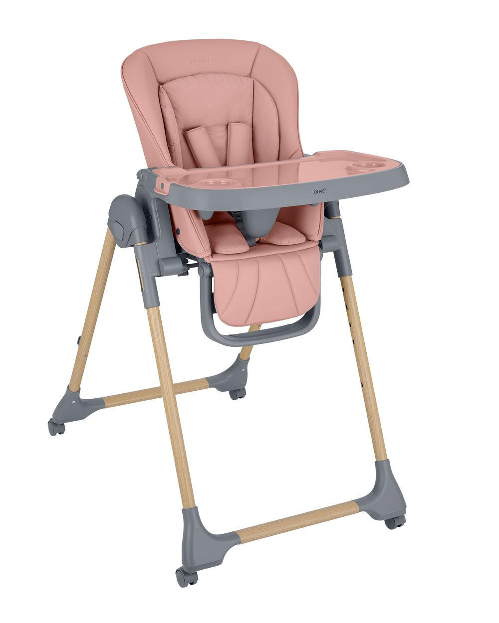 HOCHSTUHL Olive 2 rosa höhenverstellbar, Räder, Ablagefach, klappbar, Sicherheitsgurt - Rosa, Metall (58/104/76cm) - Kikka boo