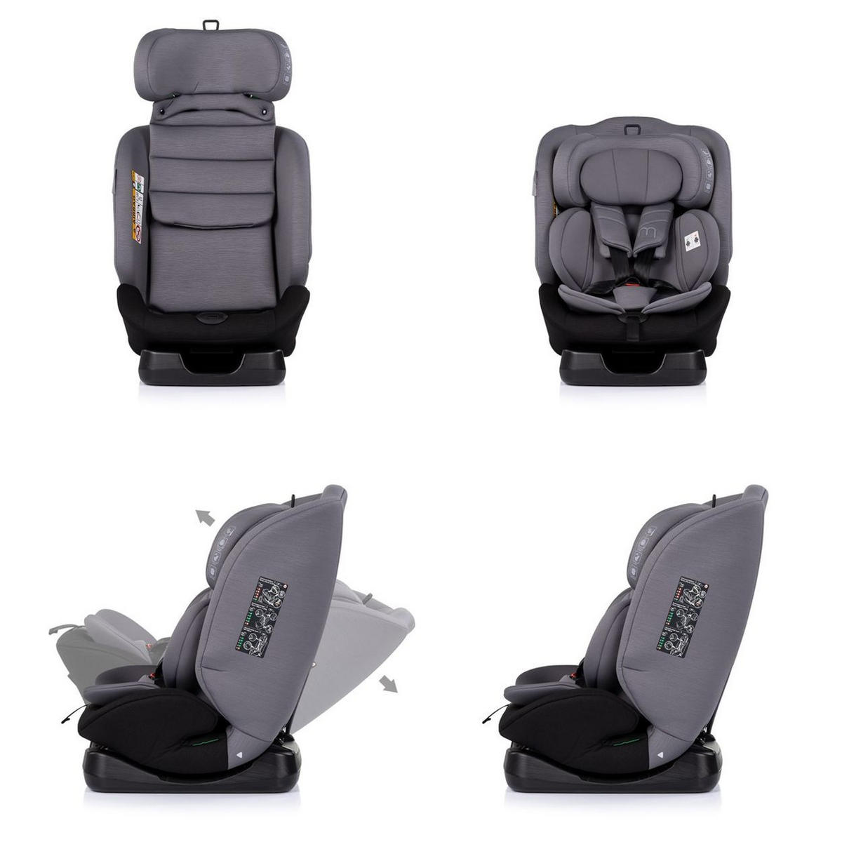 KINDERSITZ Mondial i-Size grau (40-150cm) Liegeposition Kopfstütze Gurt - Schwarz, Kunststoff (44/80/51cm) - Chipolino