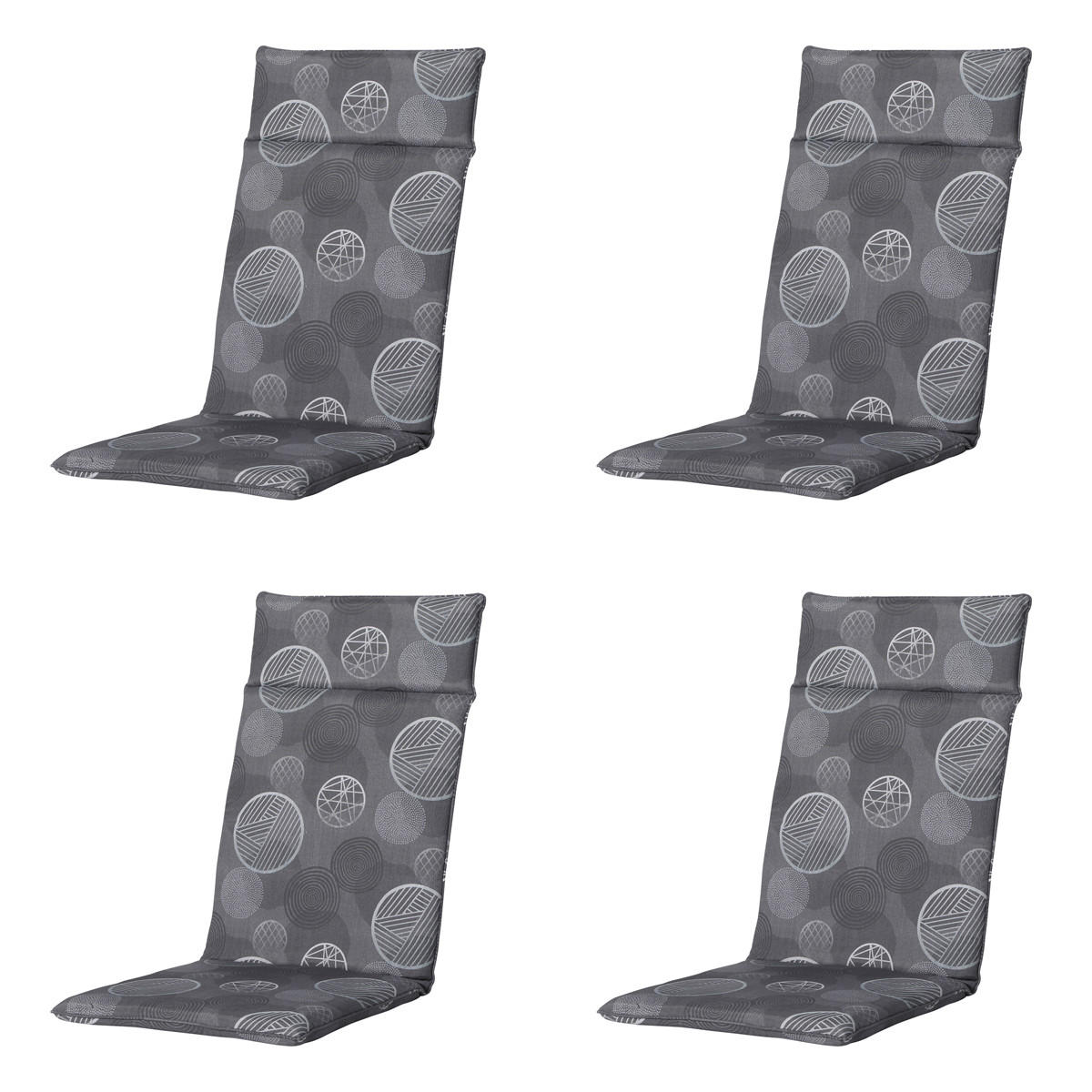 GARTENSTUHLKISSEN Kreis 120/50 cm 4er-Set - Grau, Textil (50/8/120cm) - Madison