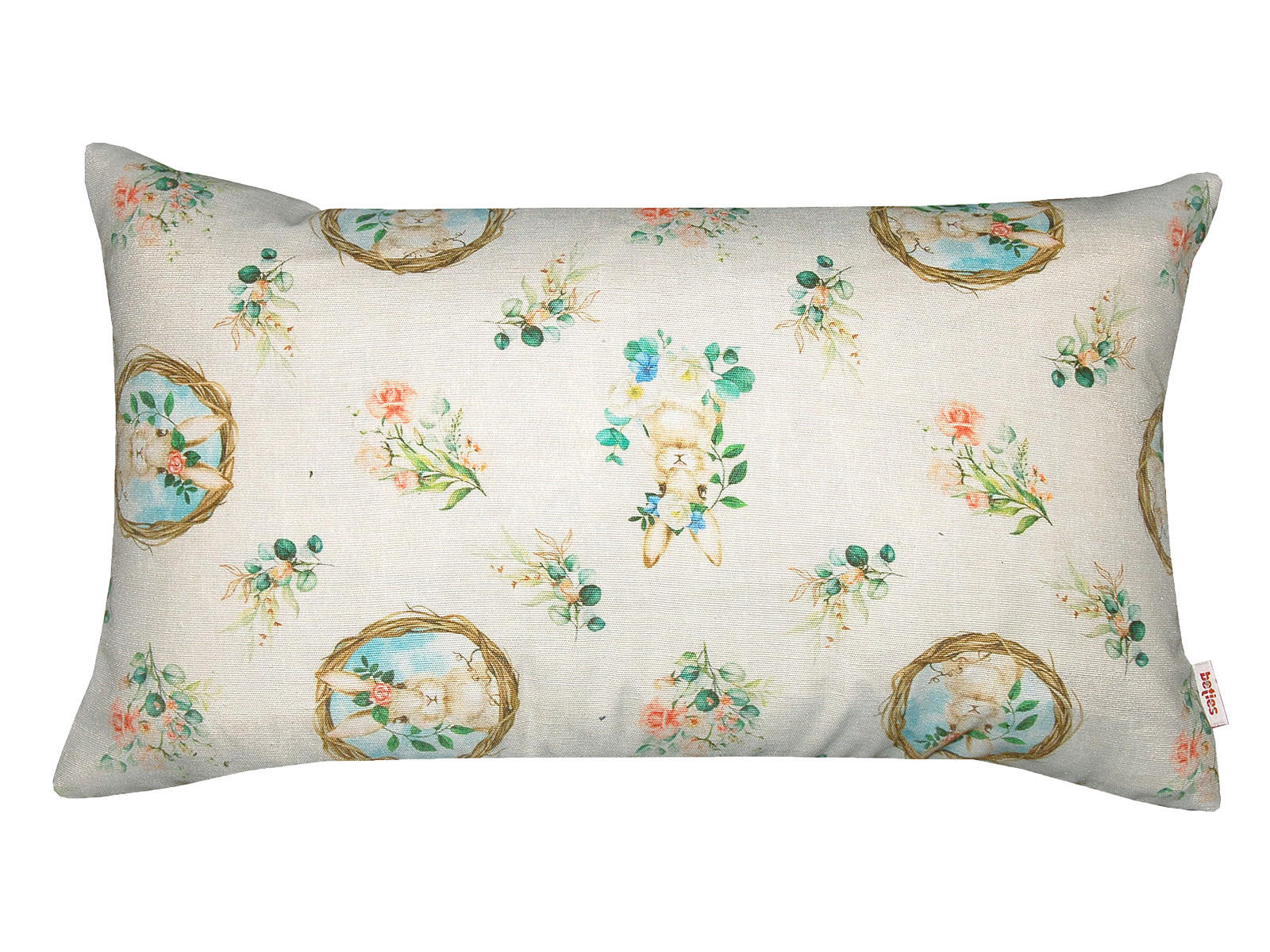 KISSENHÜLLE Hase Josefine romantisches Landhaus Design Kaninchen Alloverdruck 30/50 cm - Multicolor/Weiß, Textil (30/50cm) - beties Heimtextil