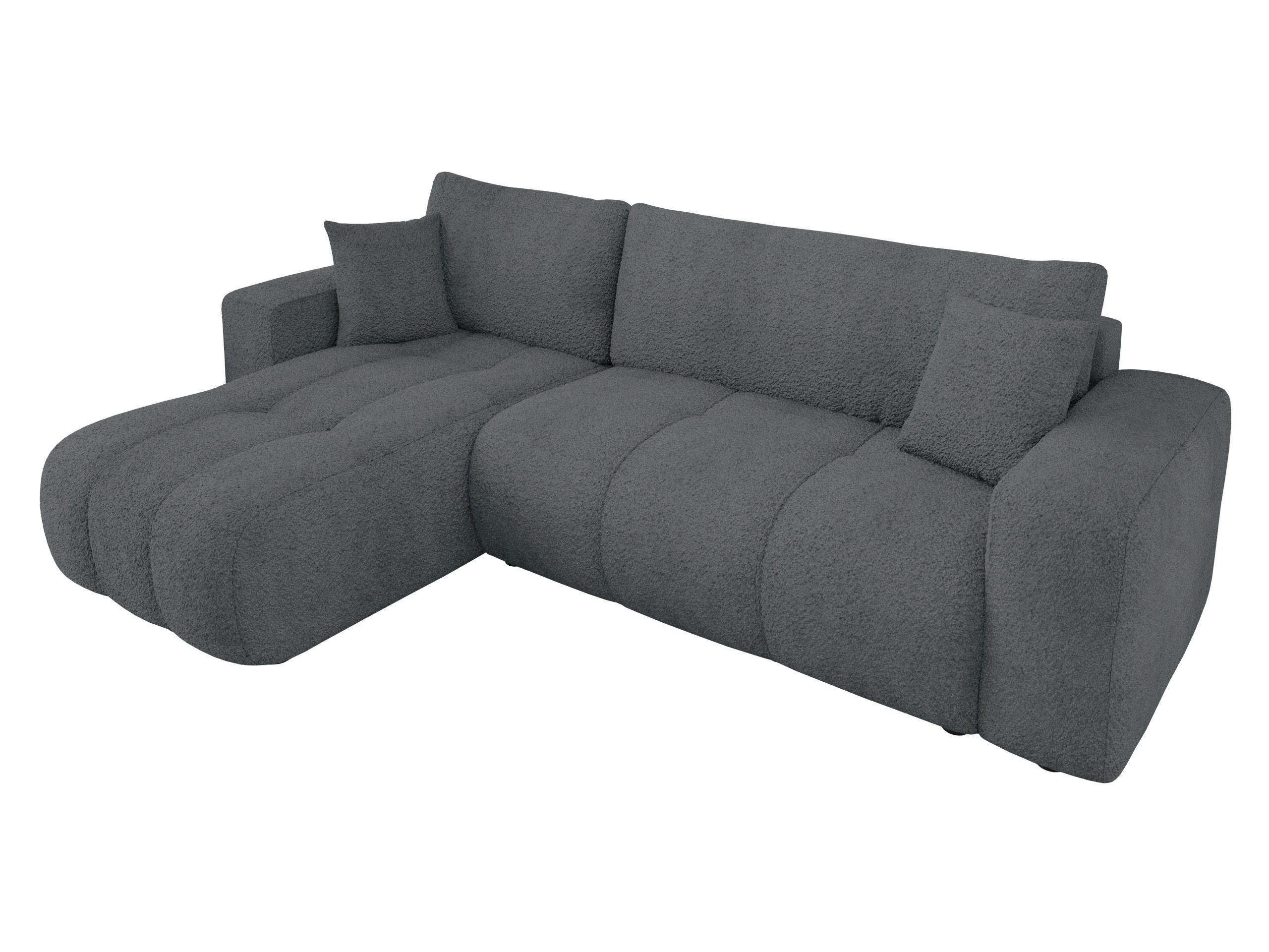 ECKSOFA Furyn Boucle - Dunkelgrau/Schwarz, Holzwerkstoff/Kunststoff (244/145cm) - MIRJAN24