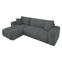 ECKSOFA Furyn Boucle - Dunkelgrau/Schwarz, Holzwerkstoff/Kunststoff (244/145cm) - MIRJAN24